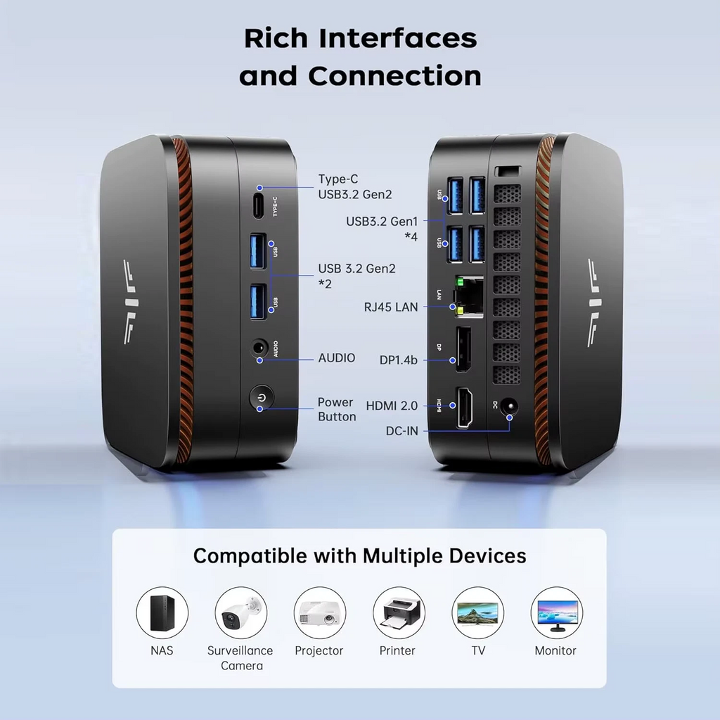 NiPoGi Mini PC<br>AMD Ryzen 3 4300U<br>16GB LPDDR4 RAM<br>256GB oder 512GB M.2 NVME SSD