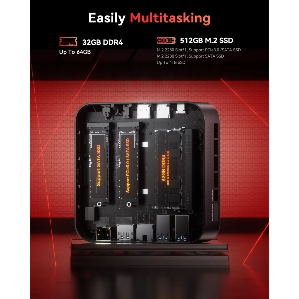 NiPoGi Mini PC<br>AMD Ryzen 5 7430U<br>32GB DDR4 RAM<br>512GB NVME M.2 SSD