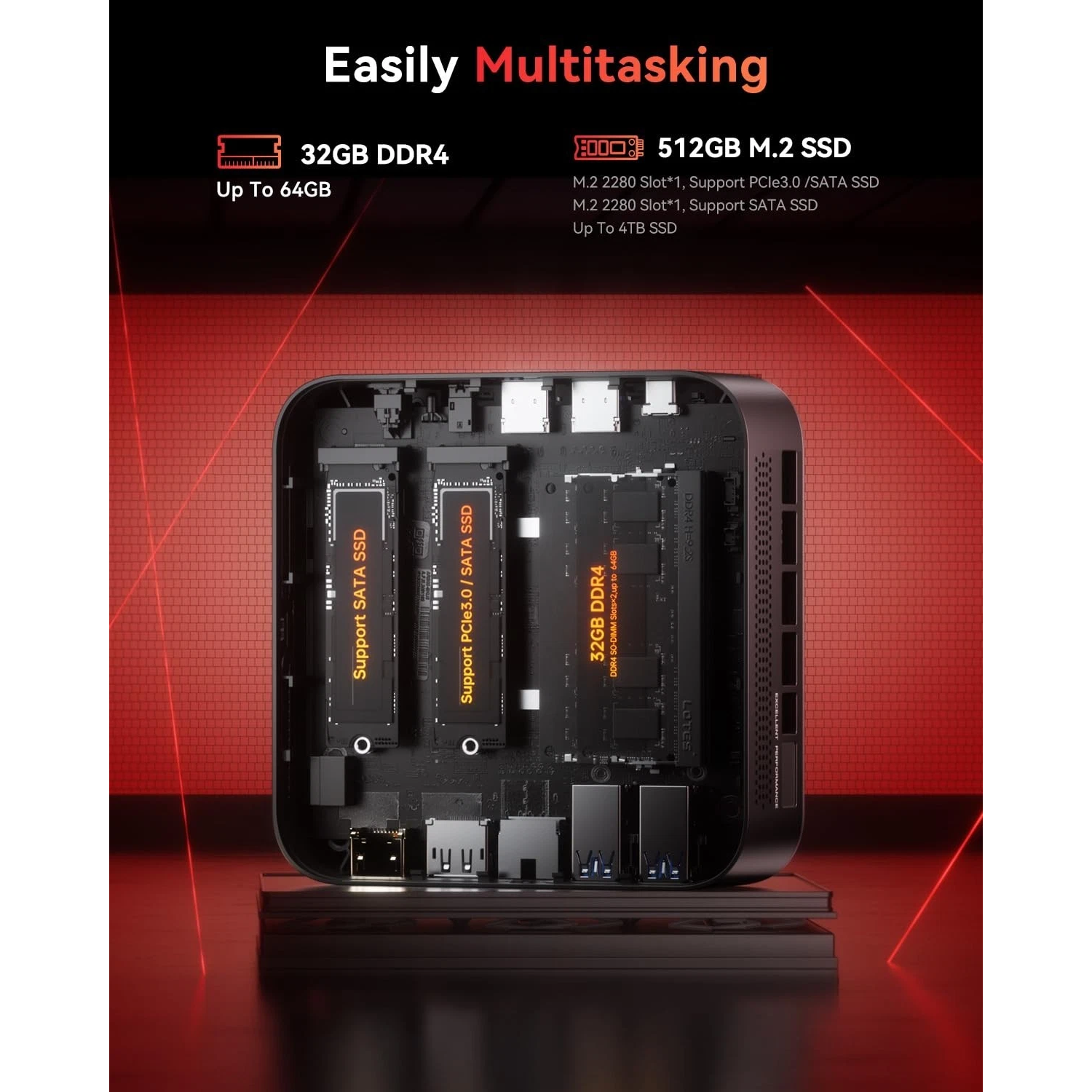 NiPoGi Mini PC<br>AMD Ryzen 5 7430U<br>32GB DDR4 RAM<br>512GB NVME M.2 SSD