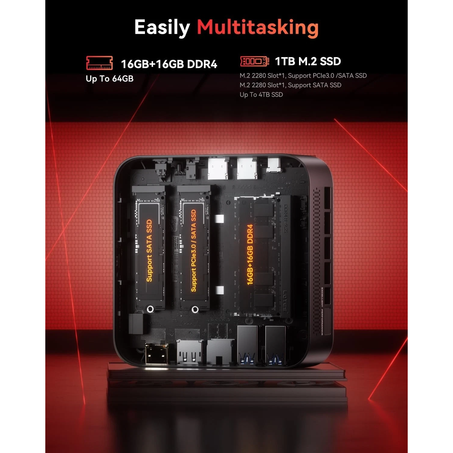 NiPoGi Mini PC<br>AMD Ryzen 5 7430U<br>32GB DDR4 RAM<br>1TB NVME M.2 SSD